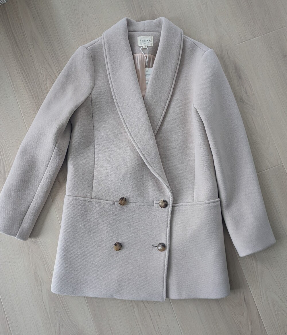 Sézane James Pea Coat NWT In Sand Sold Out
